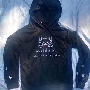 SHEIN Black Cat Hoodie with Cute Design